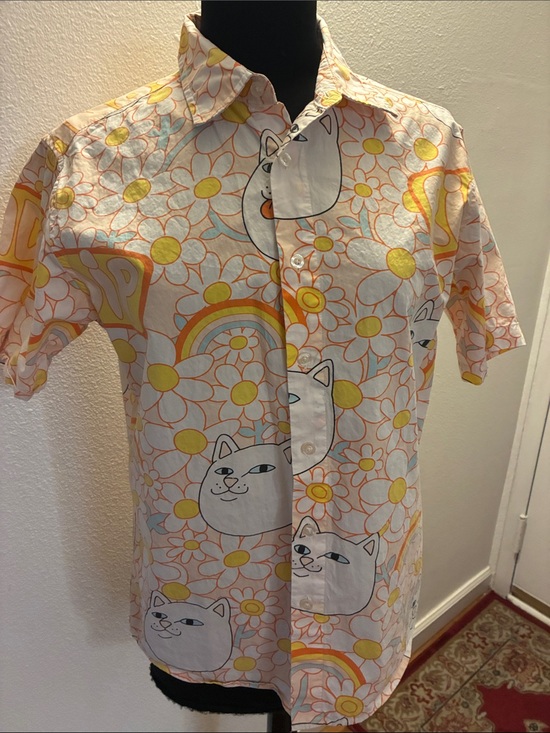 Ripndip Other - Ripndip Pink & Orange Daisy Cat Print Shirt Small